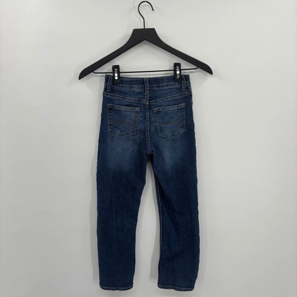 OshKosh Bgosh Kids Classic Straight‎ Leg Jeans 8R 8A Dark Wash Stretch Snap Fly
